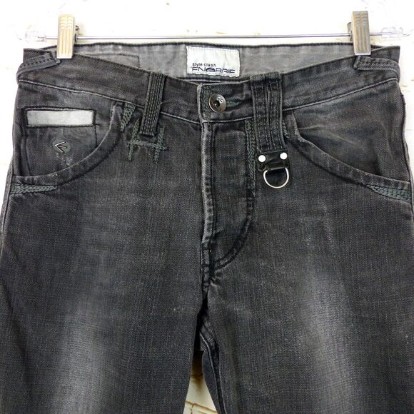 Energie Sixty Y2K Marrey Jean Men 30x28.5 Black Distress Relaxed Button Fly Rock - Picture 3 of 12